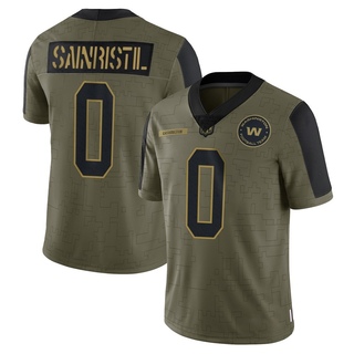 Limited Mike Sainristil Men's Washington Commanders 2021 Salute To Service Jersey - Olive